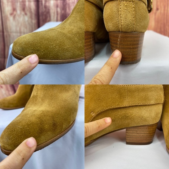 Marc Jacobs ginger tan suede interlock booties women’s size 8.5 brand size 38.5 - Picture 11 of 17